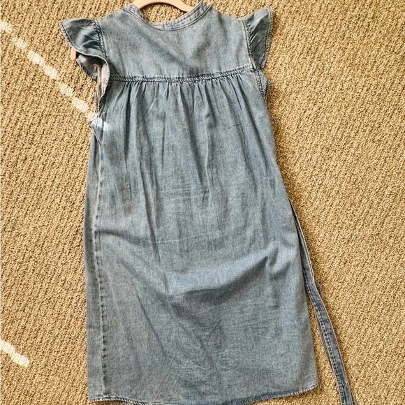 J. Crew Factory Light Blue Denim Midi Button-Front Dress with Tie Belt - Picture 3 of 7